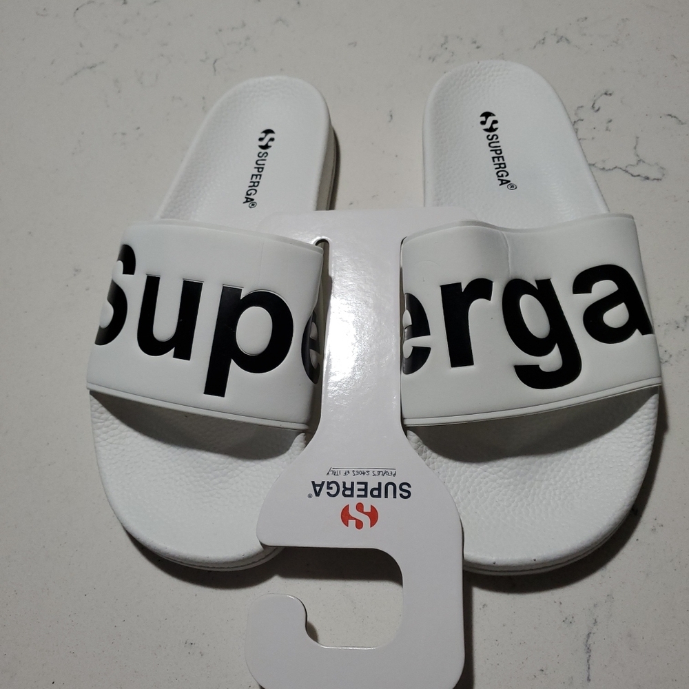 Superga White Slide Sandals